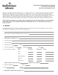 Water &amp; Sewerage Works Application Form - Newfoundland and Labrador, Canada