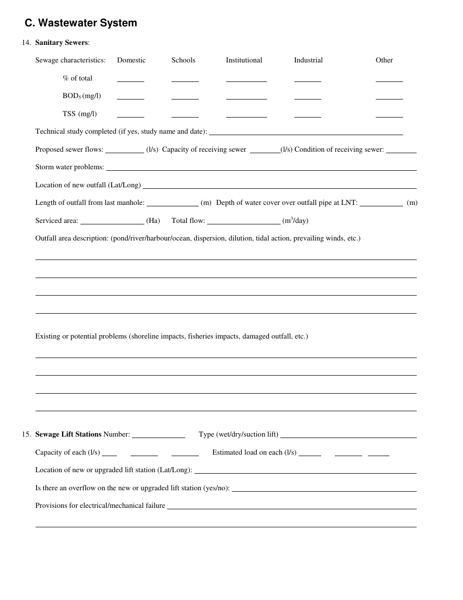 Water  Sewerage Works Application Form - Newfoundland and Labrador, Canada, Page 3