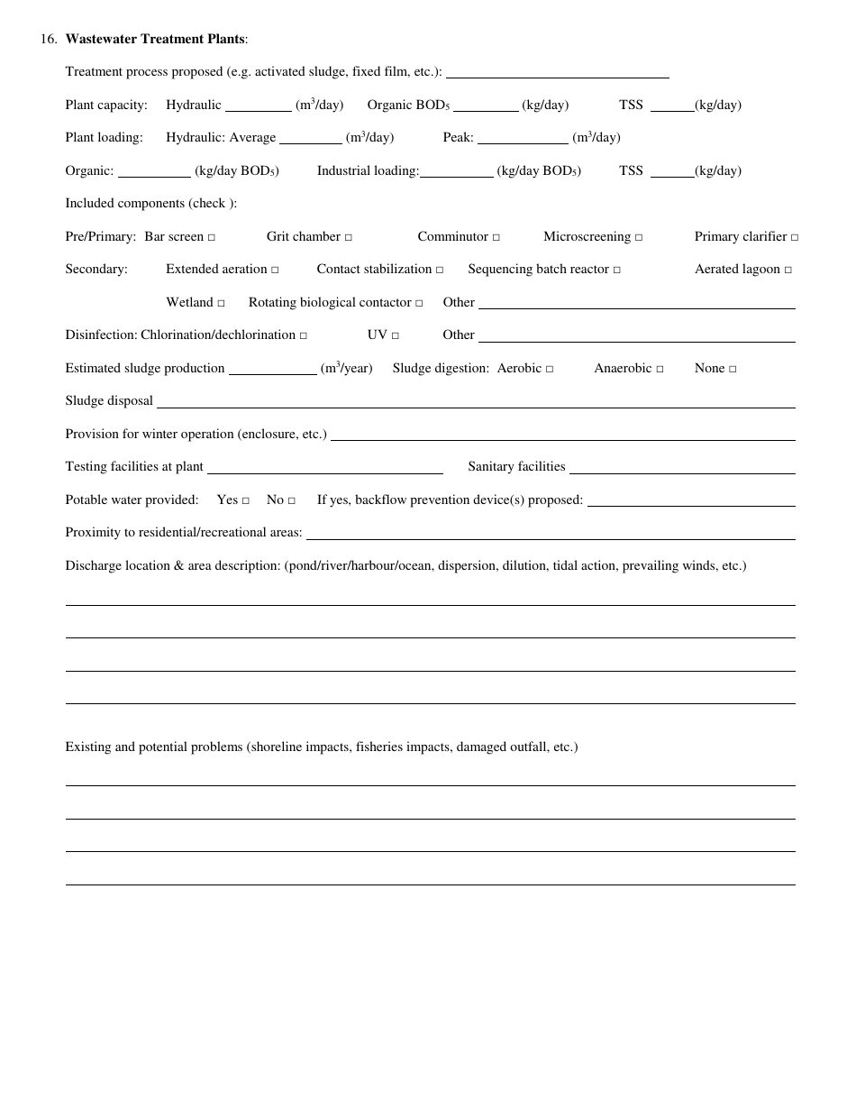 Water  Sewerage Works Application Form - Newfoundland and Labrador, Canada, Page 4