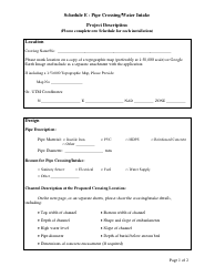 Schedule E Pipe Crossing/Water Intake - Newfoundland and Labrador, Canada