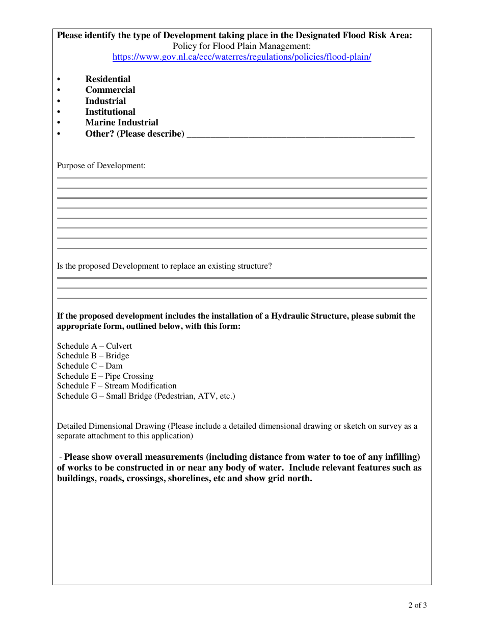 Schedule I Development in a Designated Flood Risk Area - Newfoundland and Labrador, Canada, Page 2