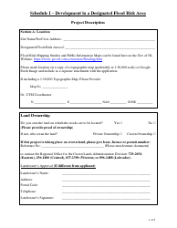 Document preview: Schedule I Development in a Designated Flood Risk Area - Newfoundland and Labrador, Canada