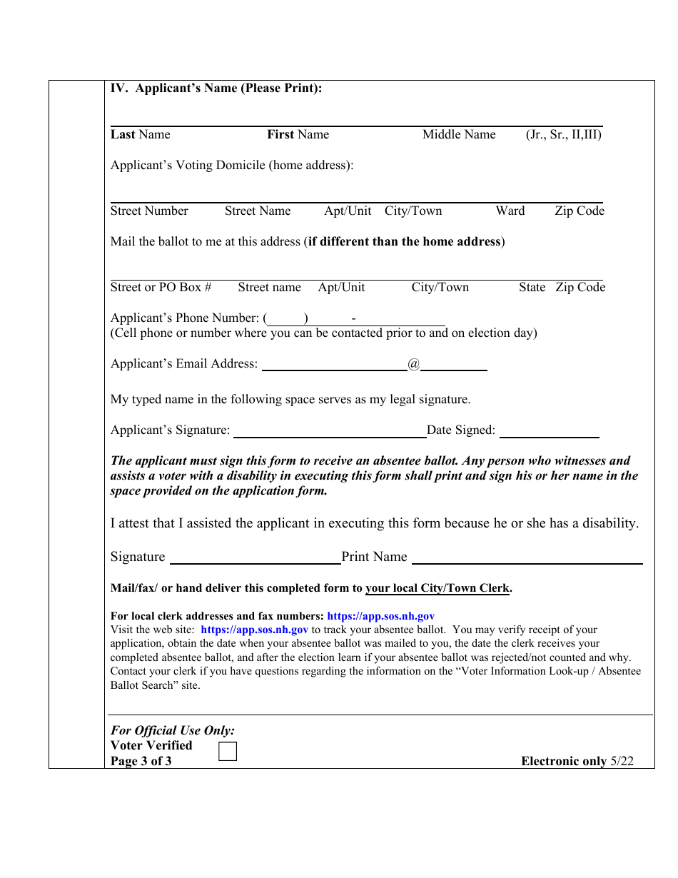 Accessible Electronic Absentee Ballot - New Hampshire, Page 3
