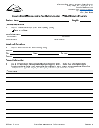 Document preview: Form AGR2817 Organic Input Manufacturing Facility Information - Wsda Organic Program - Washington