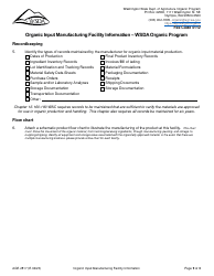 Form AGR2817 Organic Input Manufacturing Facility Information - Wsda Organic Program - Washington, Page 3