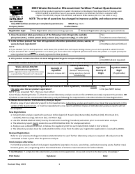 Waste-Derived or Micronutrient Fertilizer Product Questionnaire - Washington