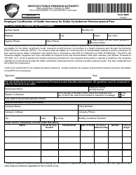 Form 6281 Employer Certification of Health Insurance for Dollar Contribution Reimbursement Plan - Kentucky