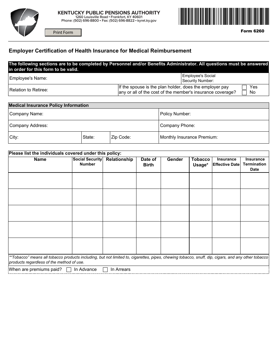 Form 6260 Medicare Secondary Payer Application for Medical Insurance Reimbursement - Kentucky, Page 5