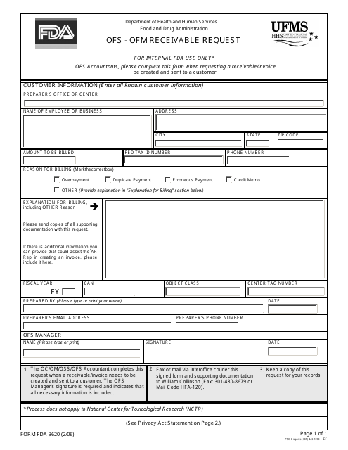 Form FDA3620  Printable Pdf