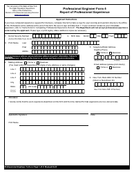Document preview: Professional Engineering Form 4 Report of Professional Experience - New York