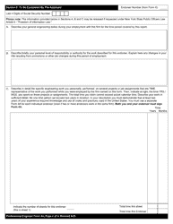 Professional Engineering Form 4A Verification of Professional Experience - New York, Page 2