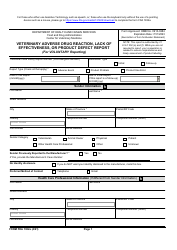 Form FDA1932A Veterinary Adverse Drug Reaction, Lack of Effectiveness, or Product Defect Report (For Voluntary Reporting)
