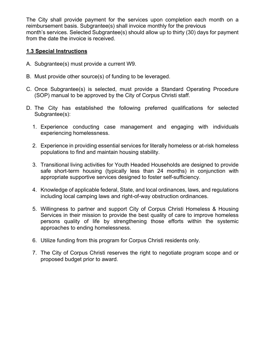 Homeless Housing and Services Program (Hhsp) General and Youth Set-Aside Application - City of Corpus, Texas, Page 4