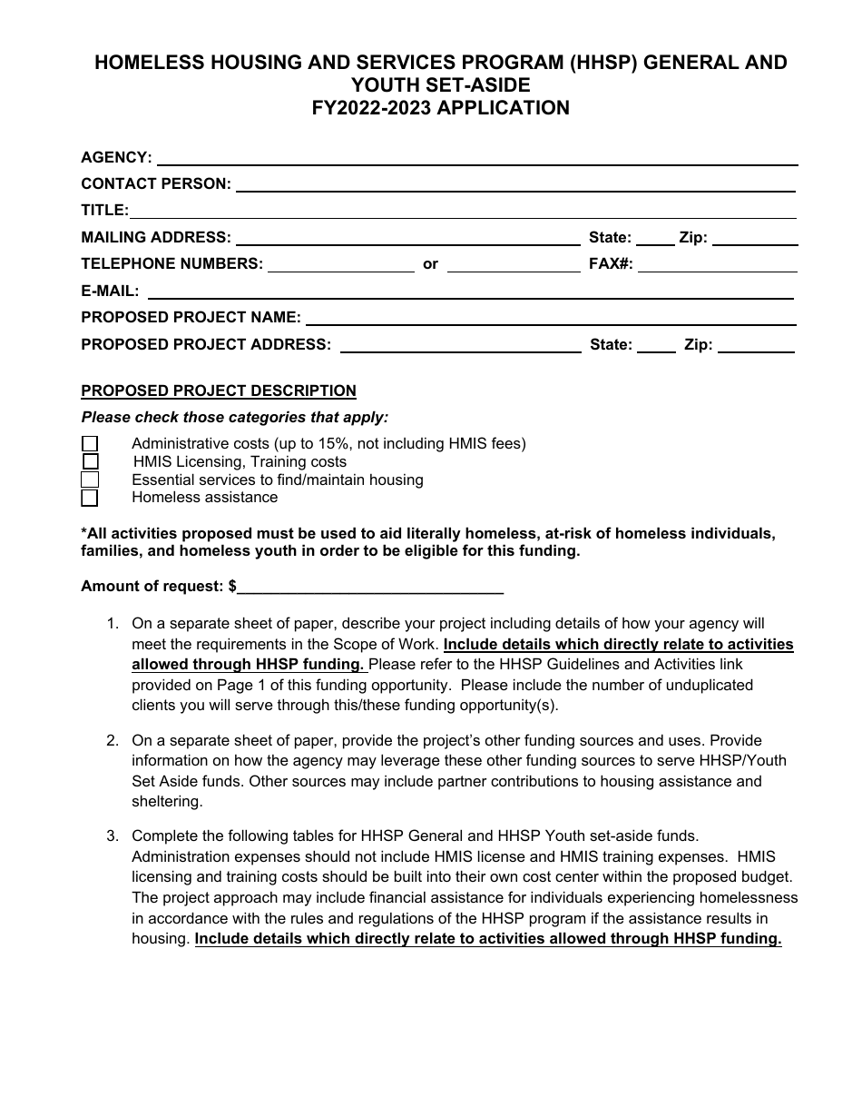 Homeless Housing and Services Program (Hhsp) General and Youth Set-Aside Application - City of Corpus, Texas, Page 5