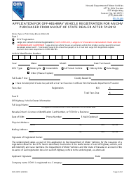 Form OHV-001D Application for Off-Highway Vehicle Registration Decal for an OHV Purchased From an out of State Dealer After 7/1/2012 - Nevada, Page 2