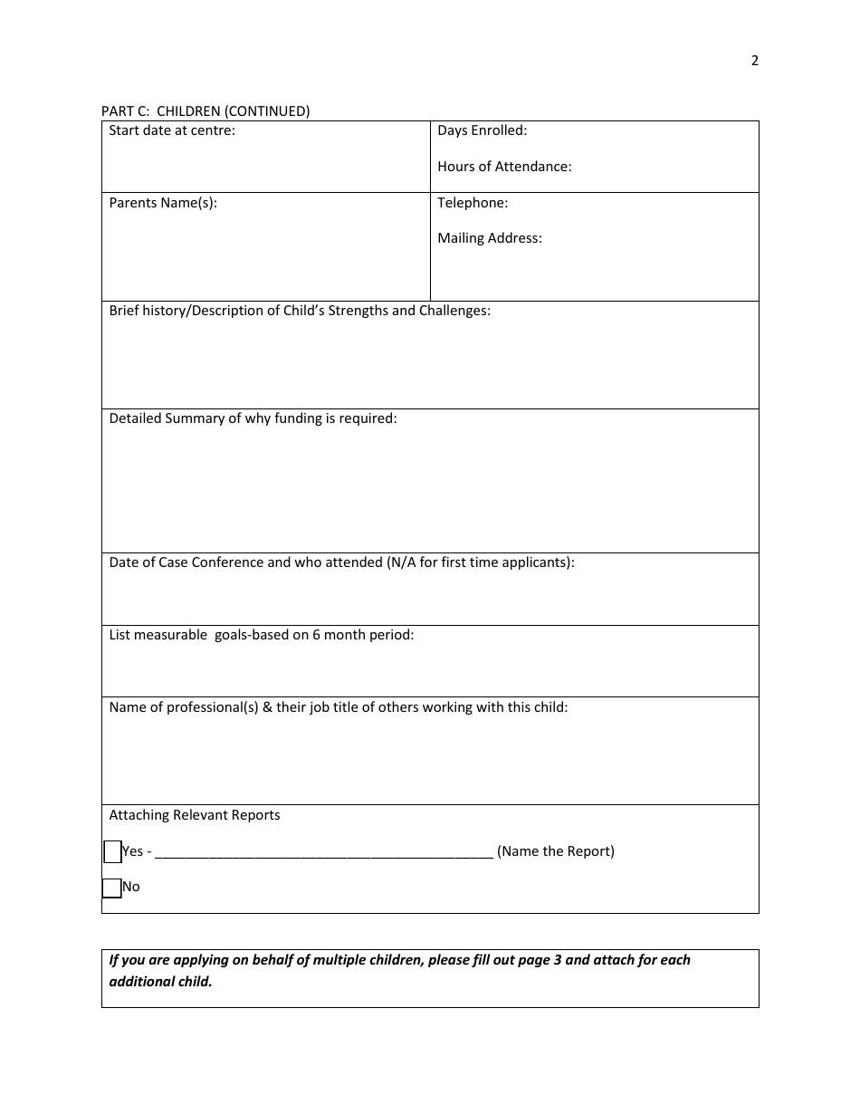 Special Needs Grant Application - Prince Edward Island, Canada, Page 2