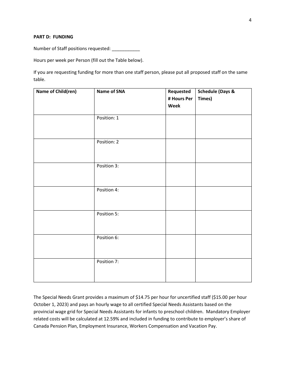 Special Needs Grant Application - Prince Edward Island, Canada, Page 4