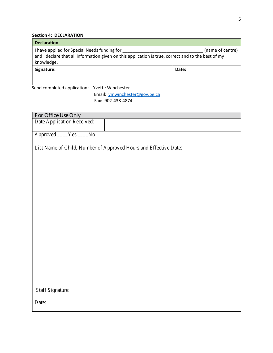 Special Needs Grant Application - Prince Edward Island, Canada, Page 5