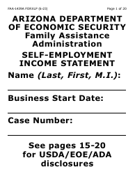 Form FAA-1439A-XLP Self-employment Income Statement - Extra Large Print - Arizona