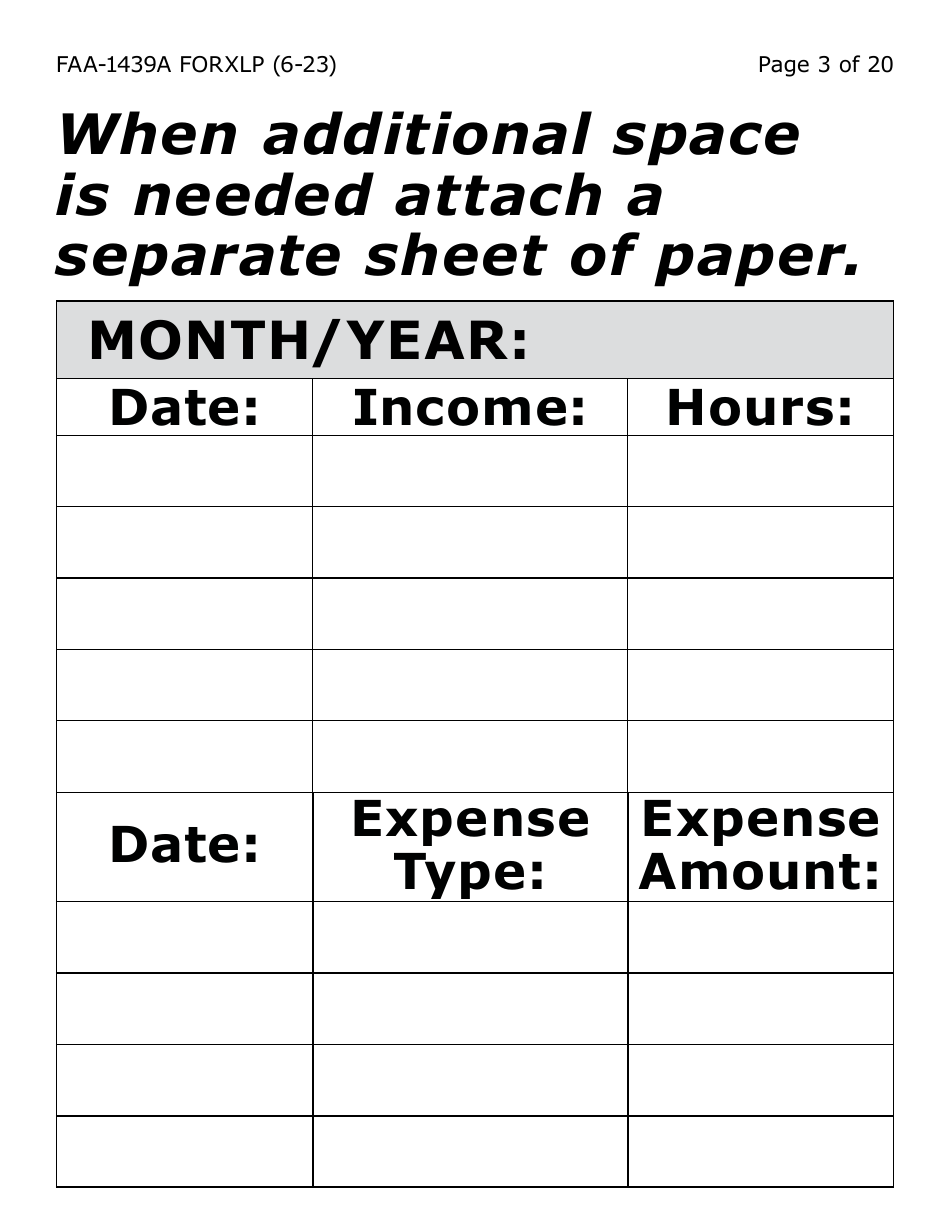 Form FAA-1439A-XLP Self-employment Income Statement - Extra Large Print - Arizona, Page 3