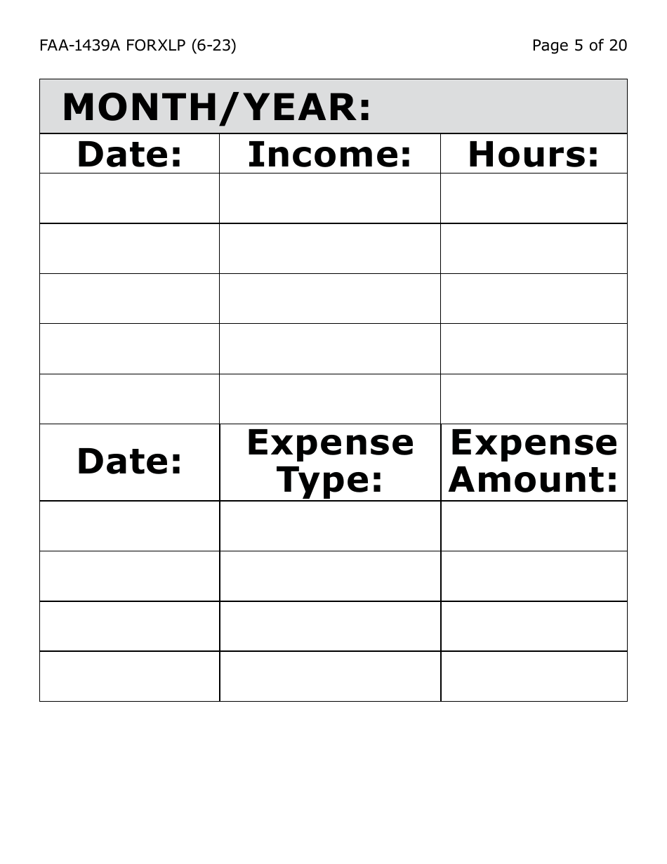 Form FAA-1439A-XLP Self-employment Income Statement - Extra Large Print - Arizona, Page 5