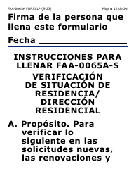 Formulario FAA-0065A-SXLP Verificacion De Situacion De Residencia/Direccion Residencial (Letra Extra Grande) - Arizona (Spanish), Page 12