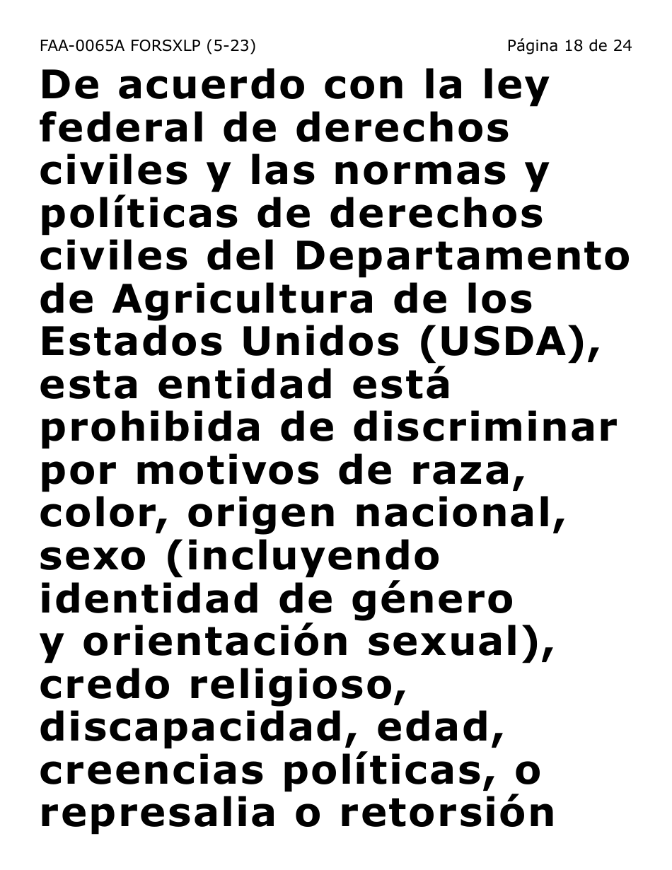 Formulario FAA-0065A-SXLP Verificacion De Situacion De Residencia / Direccion Residencial (Letra Extra Grande) - Arizona (Spanish), Page 18