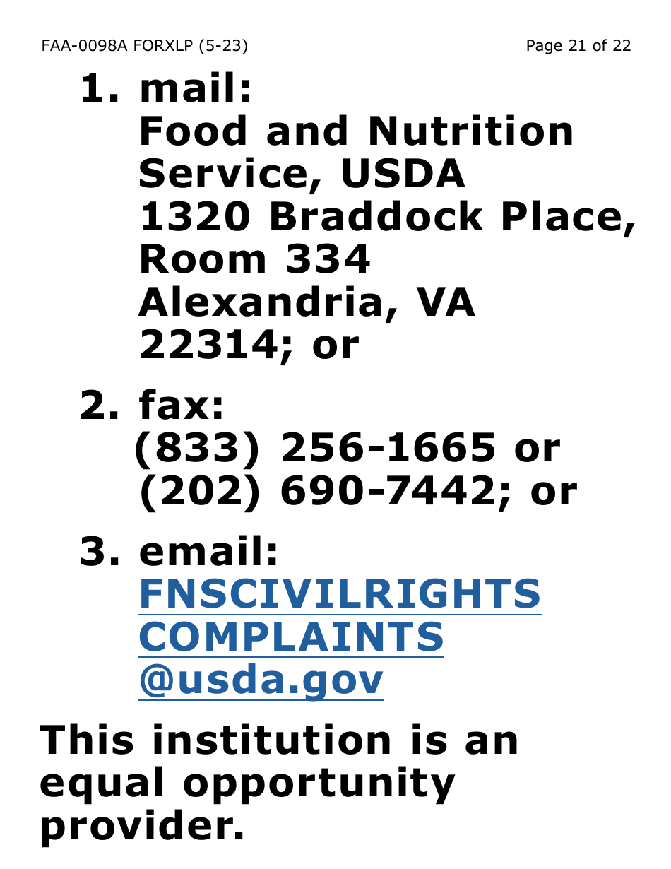 Form FAA-0098A-XLP Hearing Request (Extra Large Print) - Arizona, Page 21