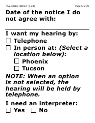 Form FAA-0098A-XLP Hearing Request (Extra Large Print) - Arizona, Page 5