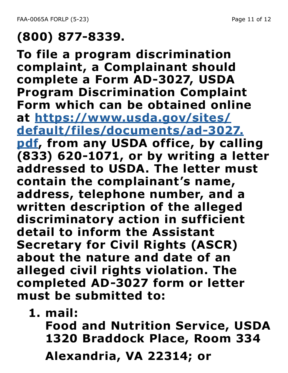 Form FAA-0065A-LP Verification of Living Arrangements / Residential Address - Large Print - Arizona, Page 11
