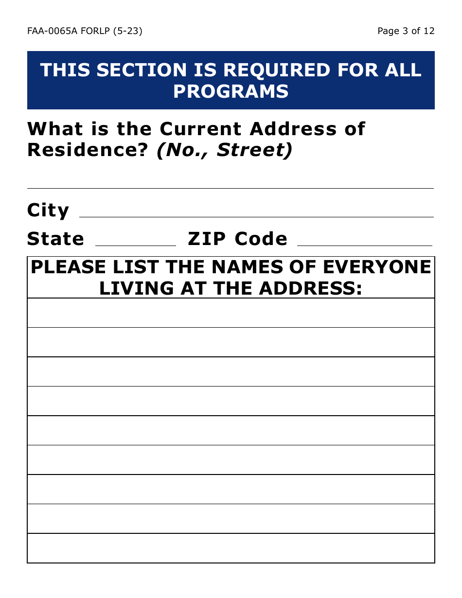 Form FAA-0065A-LP Verification of Living Arrangements / Residential Address - Large Print - Arizona, Page 3