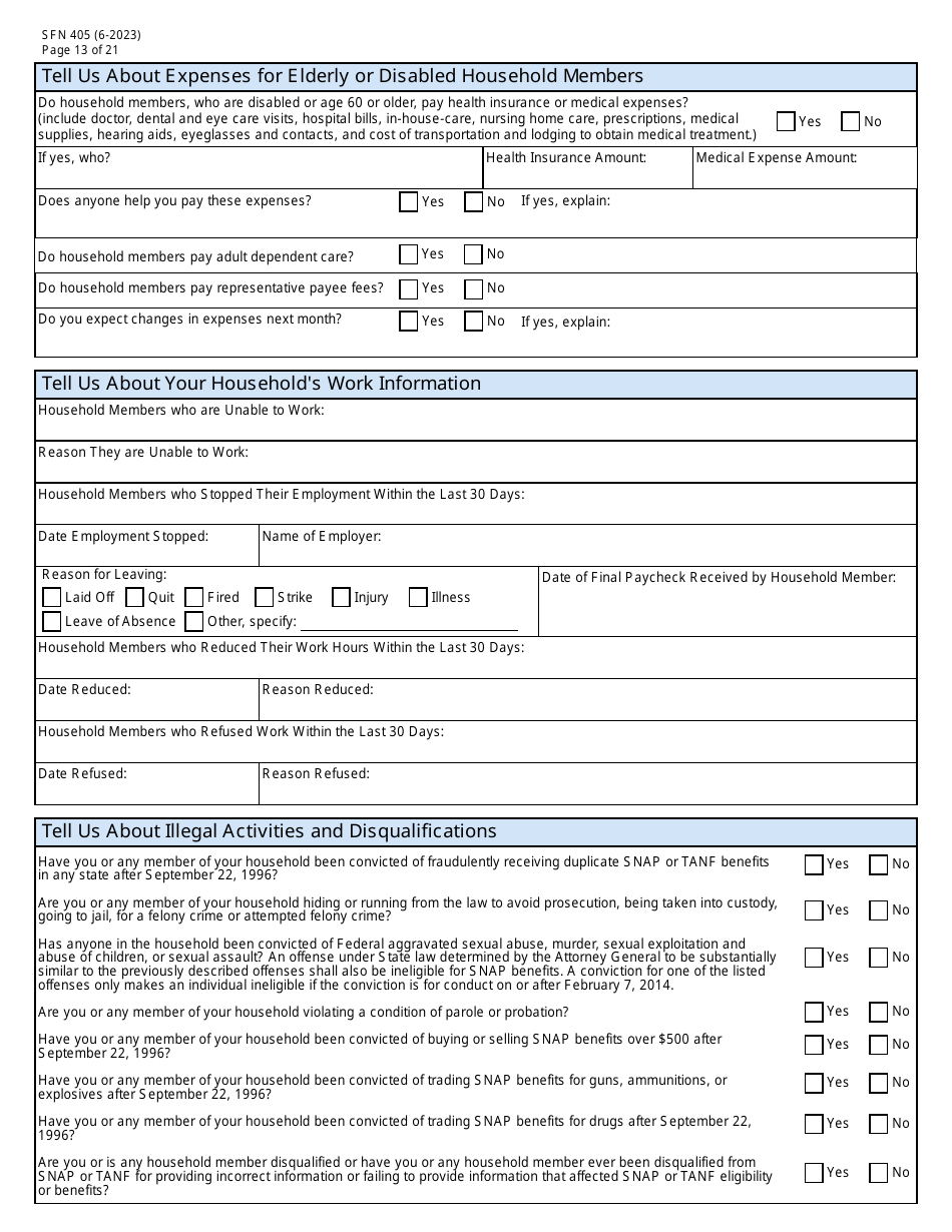 Form SFN405 Application for Assistance - North Dakota, Page 15