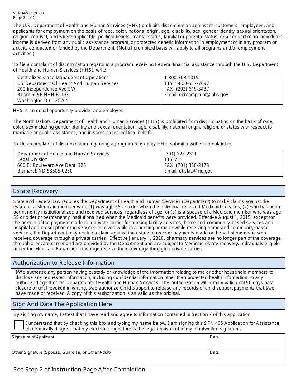 Form SFN405 Application for Assistance - North Dakota, Page 23
