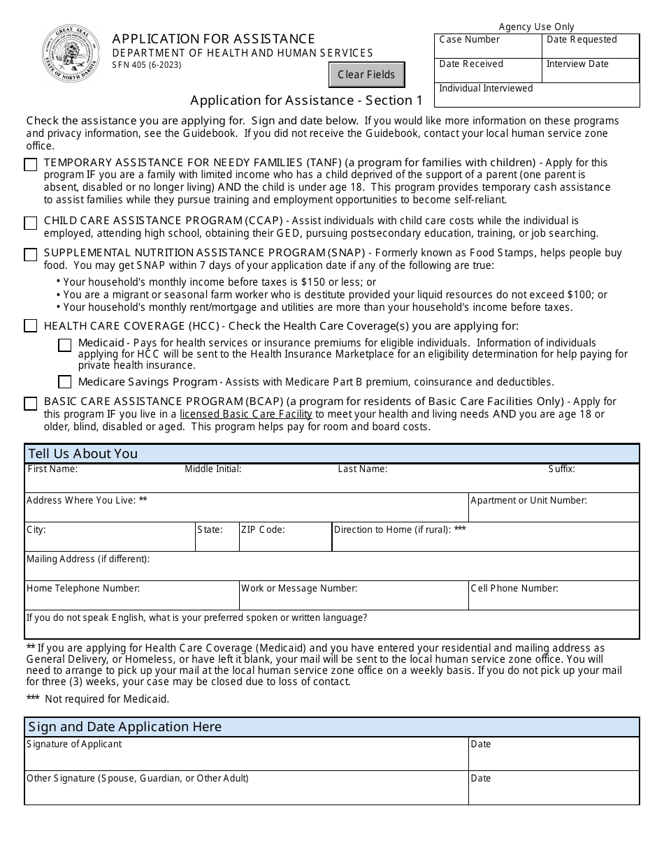 Form SFN405 Application for Assistance - North Dakota, Page 3