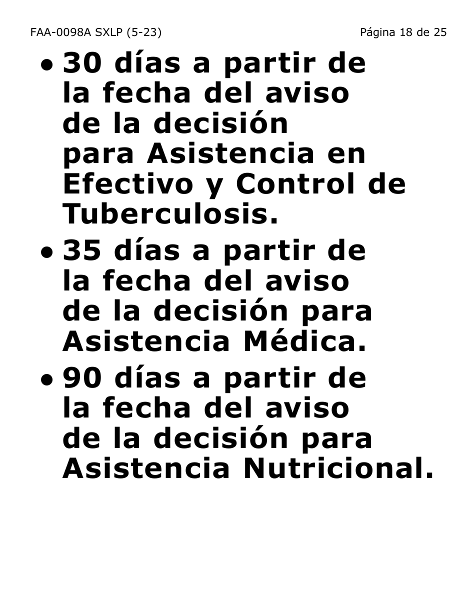 Formulario FAA-0098A-SXLP Solicitud De Apelacion (Letra Extra Grande) - Arizona (Spanish), Page 18