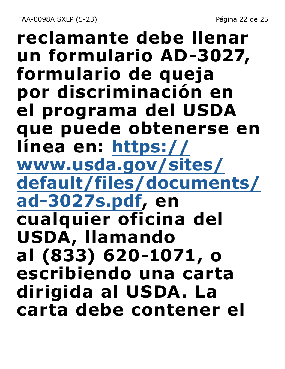Formulario FAA-0098A-SXLP Solicitud De Apelacion (Letra Extra Grande) - Arizona (Spanish), Page 22
