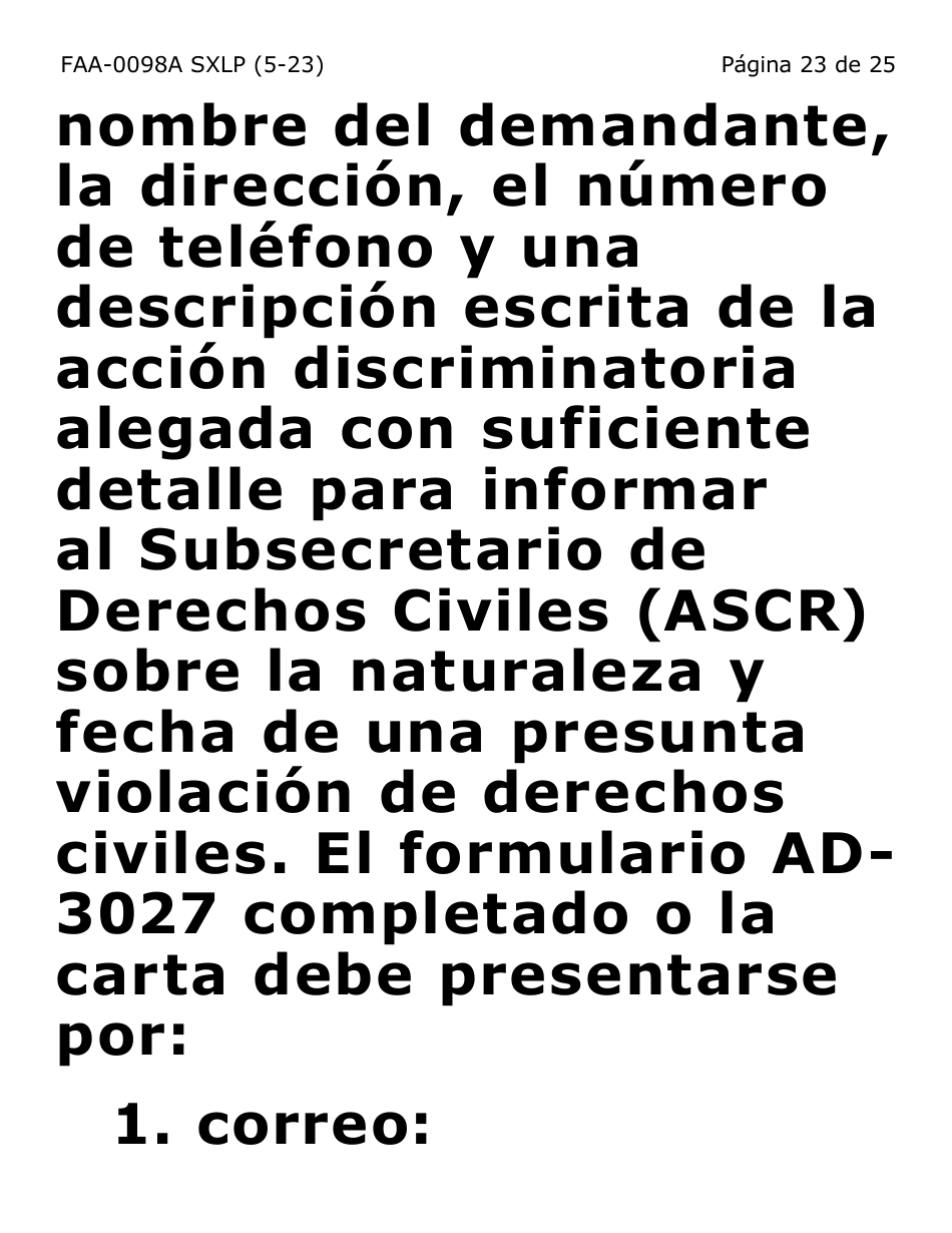 Formulario FAA-0098A-SXLP Solicitud De Apelacion (Letra Extra Grande) - Arizona (Spanish), Page 23