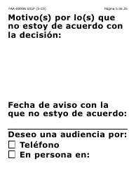 Formulario FAA-0098A-SXLP Solicitud De Apelacion (Letra Extra Grande) - Arizona (Spanish), Page 5