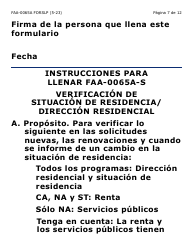 Formulario FAA-0065A-SLP Verificacion De Situacion De Residencia/Direccion Residencial - Letra Grande - Arizona (Spanish), Page 7