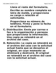 Formulario FAA-0065A-SLP Verificacion De Situacion De Residencia/Direccion Residencial - Letra Grande - Arizona (Spanish), Page 9