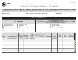 Document preview: HHSC Formulario 4207-S Paginas Del Plan Individualizado De Servicios Para La Familia (Ifsp) - Servicios De Intervencion Temprana En La Infancia (Eci) - Texas (Spanish)
