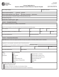 Document preview: Form 3229 License Application to Operate a Multiple Location General or Special Hospital - Texas