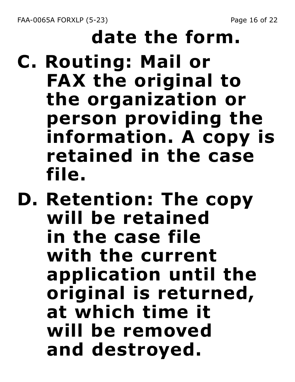 Form FAA-0065A-XLP Verification of Living Arrangements / Residential Address (Extra Large Print) - Arizona, Page 16