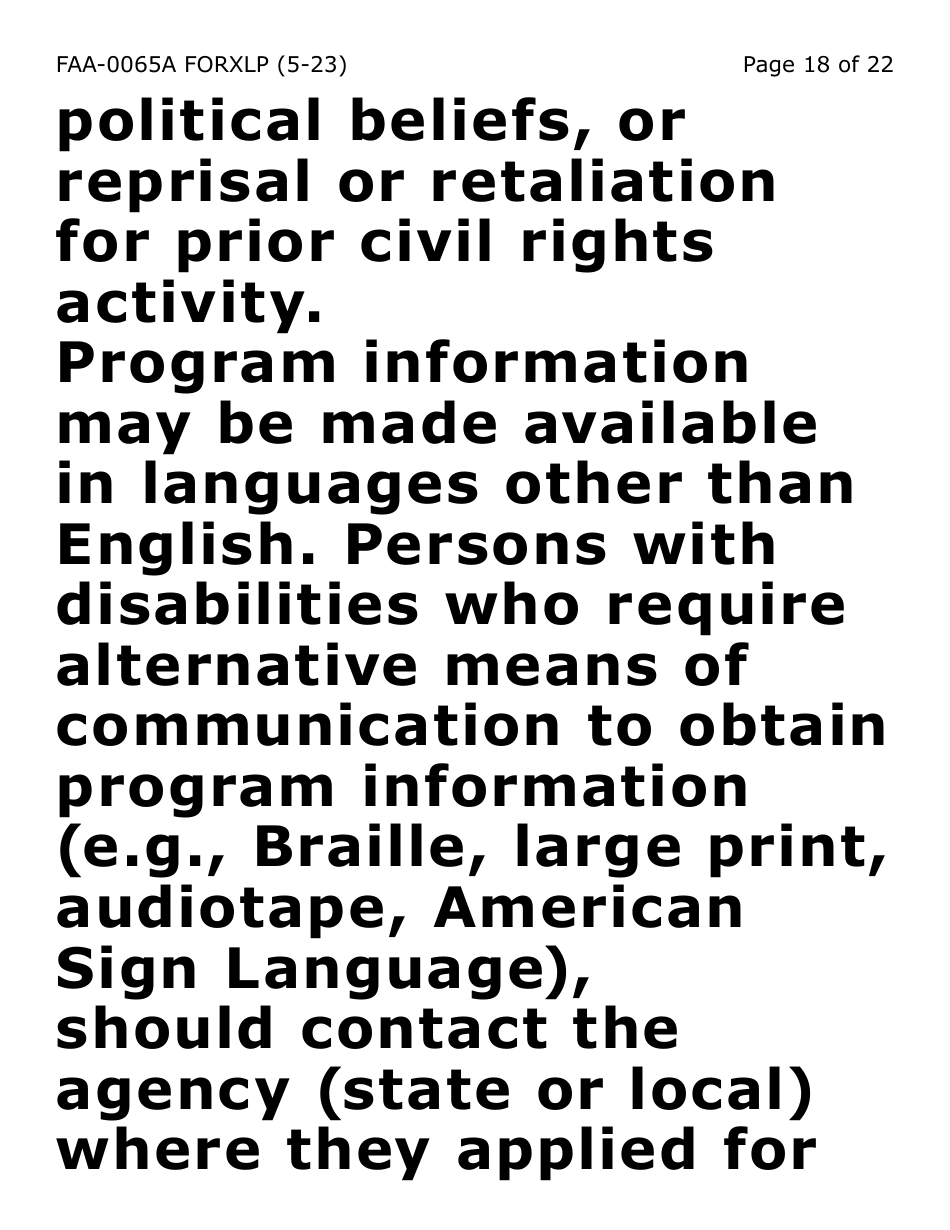 Form FAA-0065A-XLP Verification of Living Arrangements / Residential Address (Extra Large Print) - Arizona, Page 18