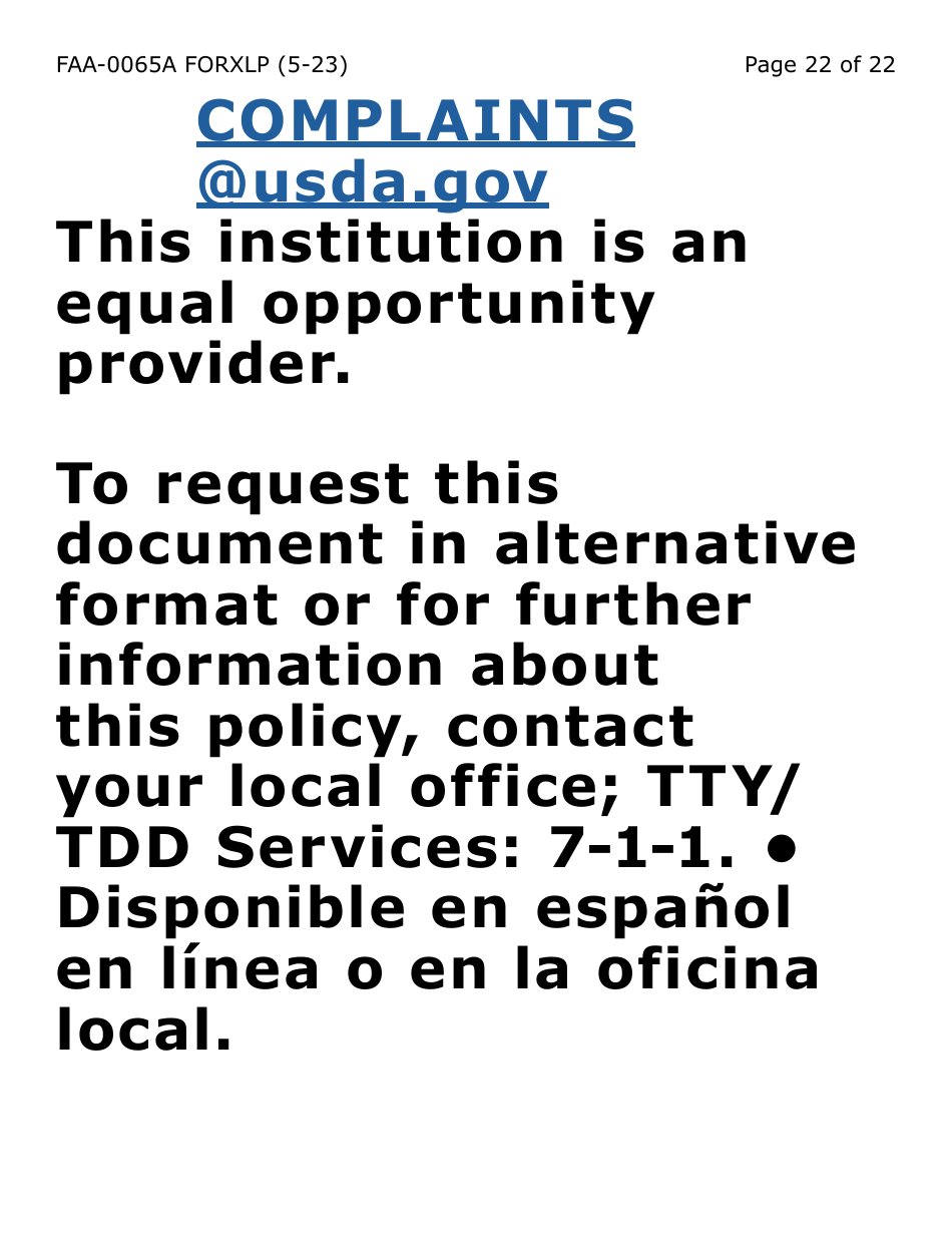 Form FAA-0065A-XLP Verification of Living Arrangements / Residential Address (Extra Large Print) - Arizona, Page 22