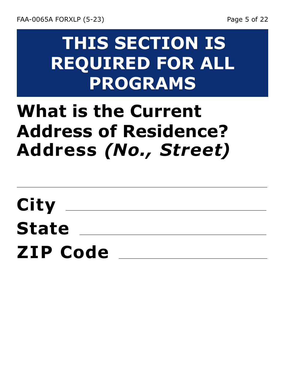 Form FAA-0065A-XLP Verification of Living Arrangements / Residential Address (Extra Large Print) - Arizona, Page 5