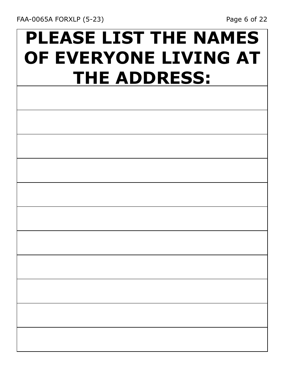 Form FAA-0065A-XLP Verification of Living Arrangements / Residential Address (Extra Large Print) - Arizona, Page 6