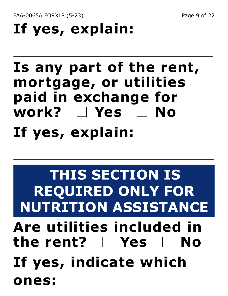 Form FAA-0065A-XLP Verification of Living Arrangements / Residential Address (Extra Large Print) - Arizona, Page 9