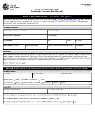 Document preview: Form 5535-NFA Reciprocity Licensure Questionnaire - Texas