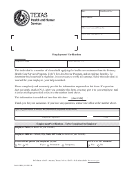 Document preview: Form 3049 Employment Verification - Texas